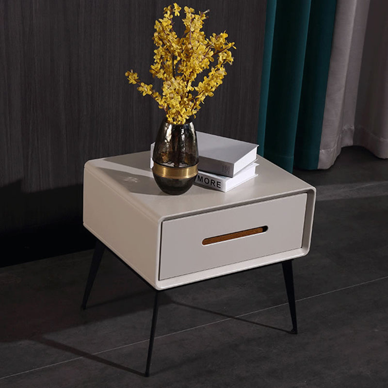 E1 Formaldehyde-Free Bedside Table - Delicate Baking Paint Craftsmanship & Solid Wood 1-Drawer Nightstand For Bedroom & Living Room Lumendat