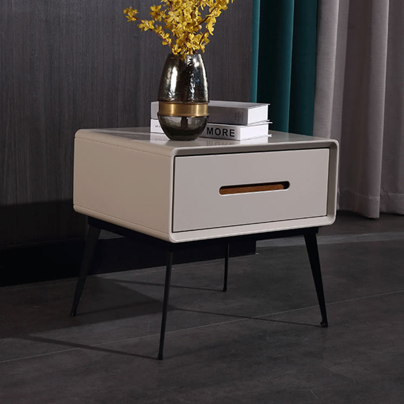 E1 Formaldehyde-Free Bedside Table - Delicate Baking Paint Craftsmanship & Solid Wood 1-Drawer Nightstand For Bedroom & Living Room Lumendat