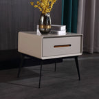 E1 Formaldehyde-Free Bedside Table - Delicate Baking Paint Craftsmanship & Solid Wood 1-Drawer Nightstand For Bedroom & Living Room Lumendat