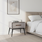 E1 Formaldehyde-Free Bedside Table - Delicate Baking Paint Craftsmanship & Solid Wood 1-Drawer Nightstand For Bedroom & Living Room Lumendat