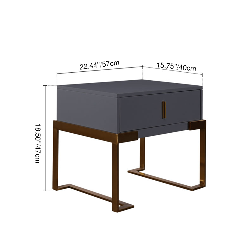 E1 Eco-Safe Industrial Bedside Table - Scratch-Resistant Baking Paint Nightstand 1-Drawer Nightstand For Bedroom & Living Room Lumendat