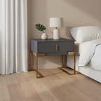 E1 Eco-Safe Industrial Bedside Table - Scratch-Resistant Baking Paint Nightstand 1-Drawer Nightstand For Bedroom & Living Room Lumendat