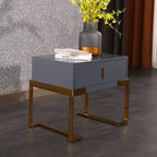 E1 Eco-Safe Industrial Bedside Table - Scratch-Resistant Baking Paint Nightstand 1-Drawer Nightstand For Bedroom & Living Room Lumendat