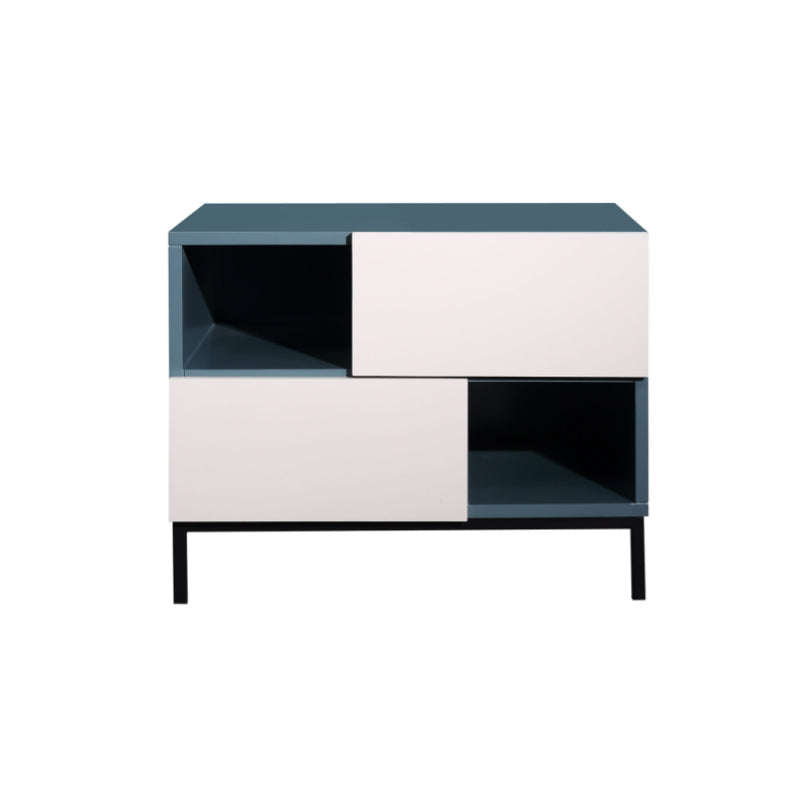 Durable Creative Offset Bedside Table - E1 Formaldehyde-Free & Multi-Scene Use Nightstand 2-Drawer Nightstand For Bedroom & Living Lumendat