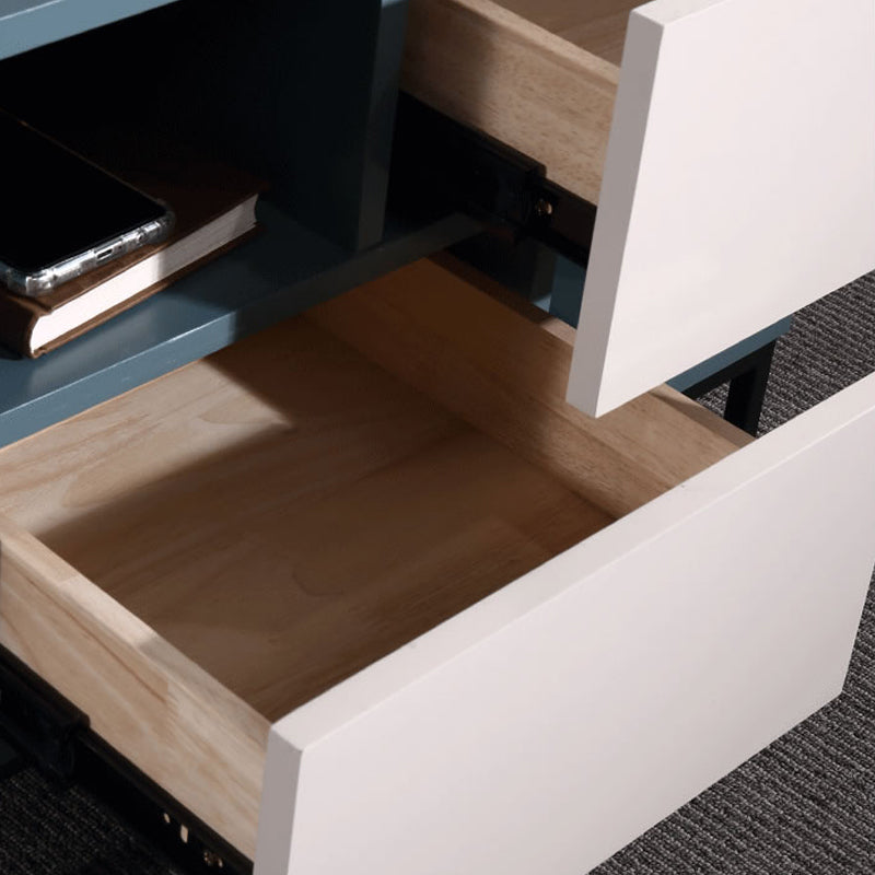 Durable Creative Offset Bedside Table - E1 Formaldehyde-Free & Multi-Scene Use Nightstand 2-Drawer Nightstand For Bedroom & Living Lumendat