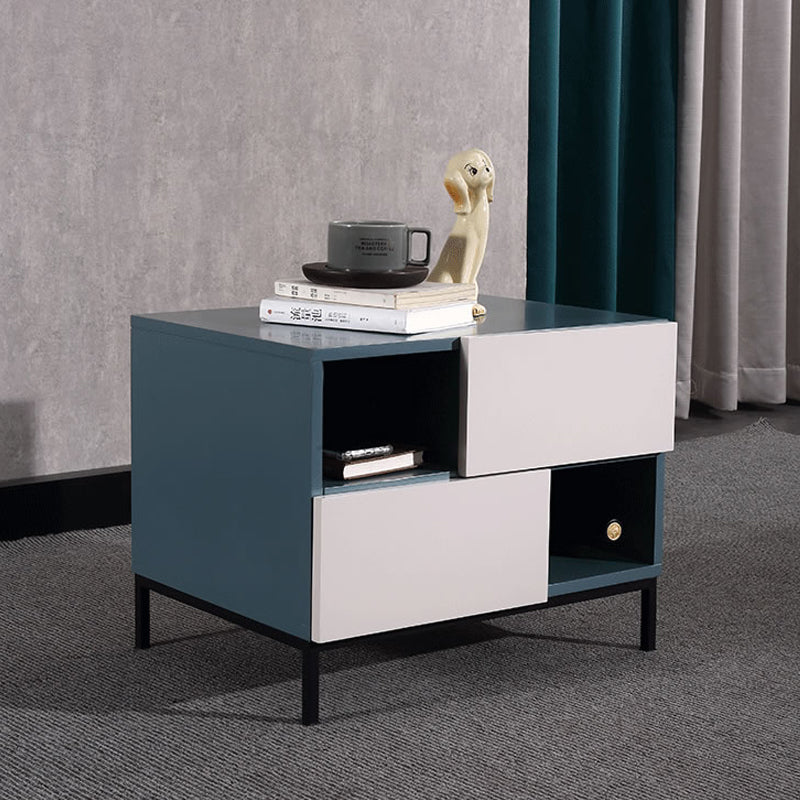 Durable Creative Offset Bedside Table - E1 Formaldehyde-Free & Multi-Scene Use Nightstand 2-Drawer Nightstand For Bedroom & Living Lumendat