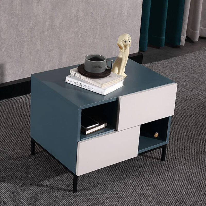 Durable Creative Offset Bedside Table - E1 Formaldehyde-Free & Multi-Scene Use Nightstand 2-Drawer Nightstand For Bedroom & Living Lumendat