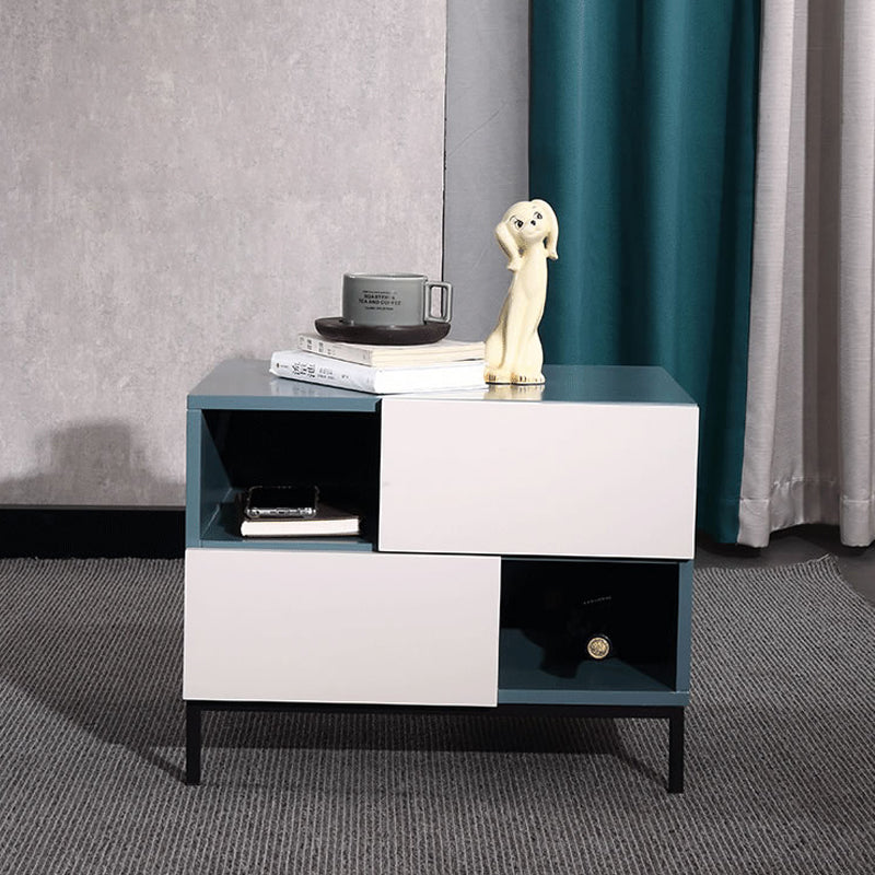Durable Creative Offset Bedside Table - E1 Formaldehyde-Free & Multi-Scene Use Nightstand 2-Drawer Nightstand For Bedroom & Living Lumendat