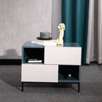Durable Creative Offset Bedside Table - E1 Formaldehyde-Free & Multi-Scene Use Nightstand 2-Drawer Nightstand For Bedroom & Living Lumendat