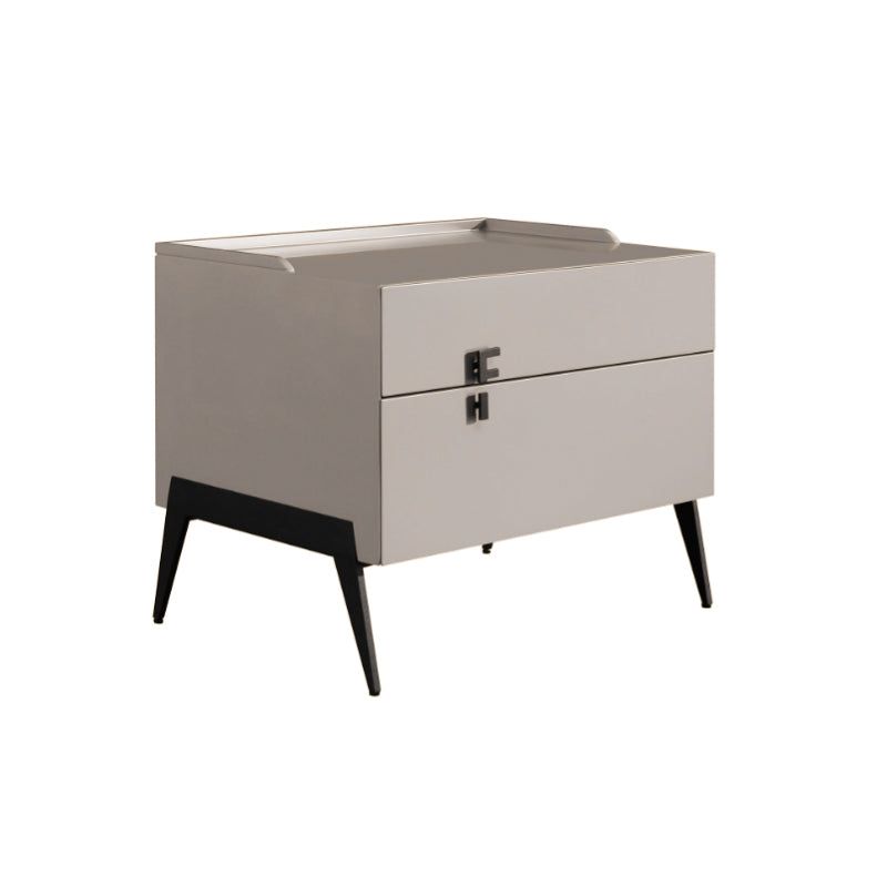 Space-Saving Bedroom Side Table - Durable Baking Paint & Stable Carbon Steel Accents Nightstand 2-Drawer Nightstand For Bedroom Lumendat