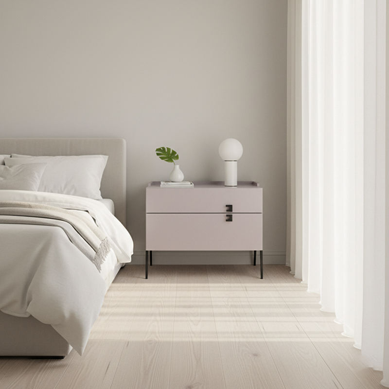 Space-Saving Bedroom Side Table - Durable Baking Paint & Stable Carbon Steel Accents Nightstand 2-Drawer Nightstand For Bedroom Lumendat
