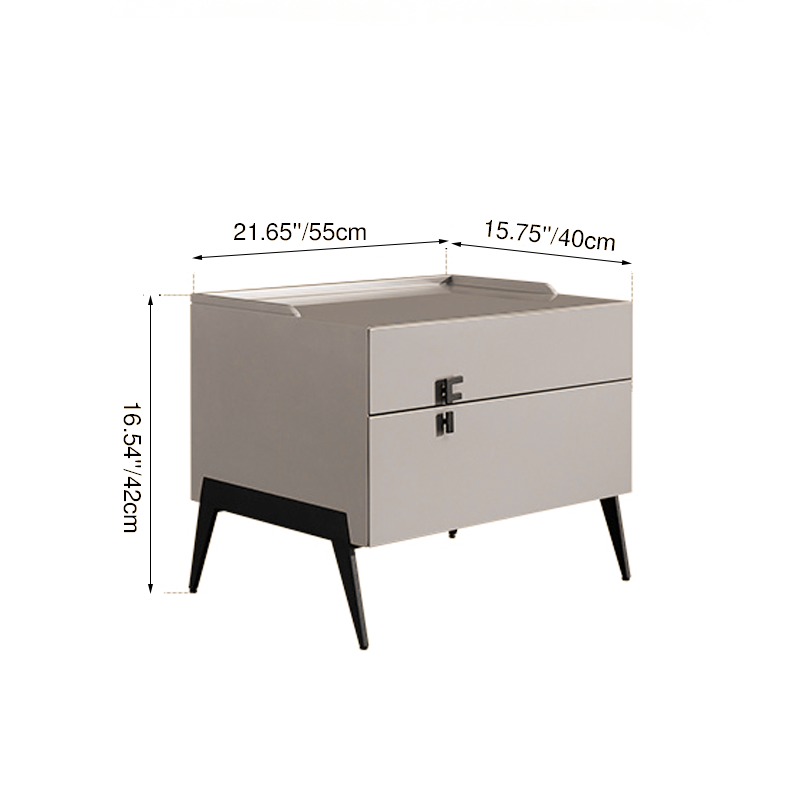 Space-Saving Bedroom Side Table - Durable Baking Paint & Stable Carbon Steel Accents Nightstand 2-Drawer Nightstand For Bedroom Lumendat
