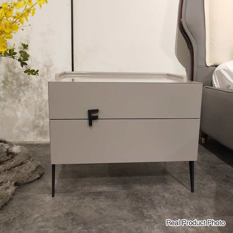 Space-Saving Bedroom Side Table - Durable Baking Paint & Stable Carbon Steel Accents Nightstand 2-Drawer Nightstand For Bedroom Lumendat