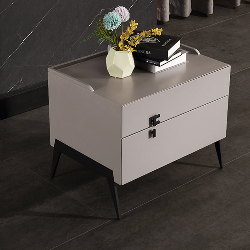 Space-Saving Bedroom Side Table - Durable Baking Paint & Stable Carbon Steel Accents Nightstand 2-Drawer Nightstand For Bedroom Lumendat