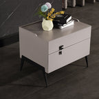 Space-Saving Bedroom Side Table - Durable Baking Paint & Stable Carbon Steel Accents Nightstand 2-Drawer Nightstand For Bedroom Lumendat