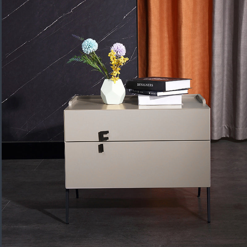Space-Saving Bedroom Side Table - Durable Baking Paint & Stable Carbon Steel Accents Nightstand 2-Drawer Nightstand For Bedroom Lumendat