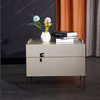 Space-Saving Bedroom Side Table - Durable Baking Paint & Stable Carbon Steel Accents Nightstand 2-Drawer Nightstand For Bedroom Lumendat