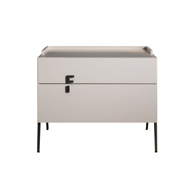 Space-Saving Bedroom Side Table - Durable Baking Paint & Stable Carbon Steel Accents Nightstand 2-Drawer Nightstand For Bedroom Lumendat