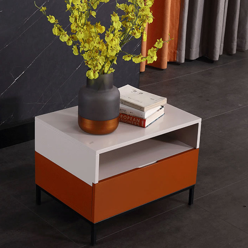 Fresh Vibe Scandinavian Nightstand - Smooth Baked Paint & Concealed Storage Bedside Table 1-Drawer Nightstand For Bedroom Lumendat