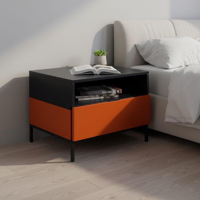 Fresh Vibe Scandinavian Nightstand - Smooth Baked Paint & Concealed Storage Bedside Table 1-Drawer Nightstand For Bedroom Lumendat