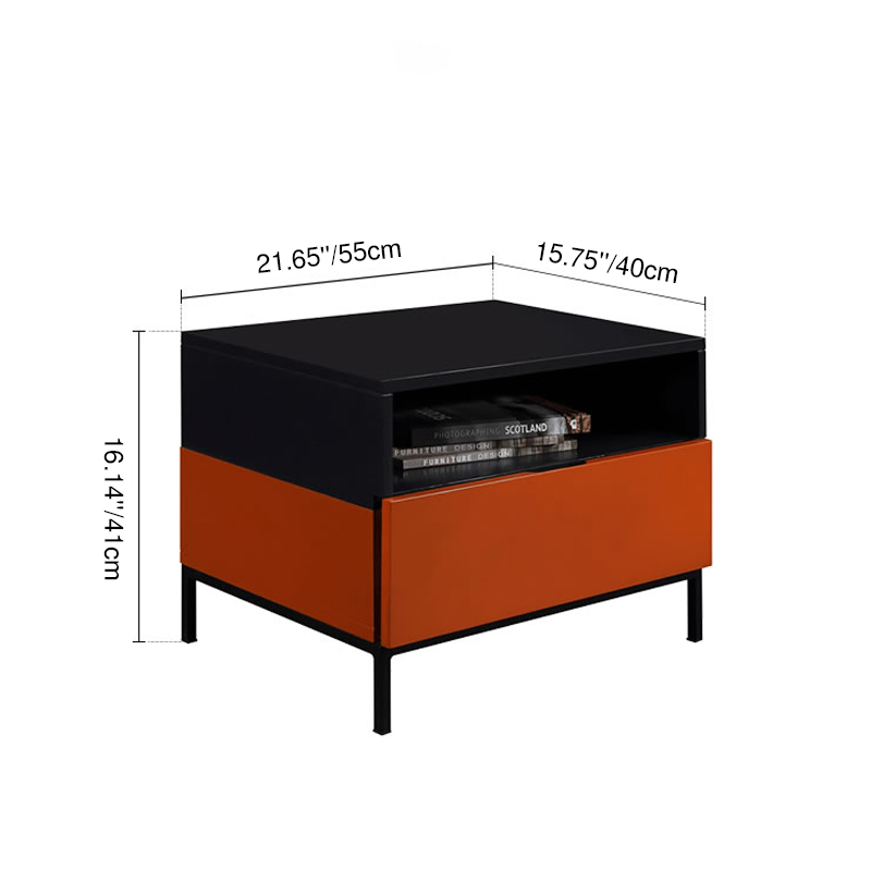 Fresh Vibe Scandinavian Nightstand - Smooth Baked Paint & Concealed Storage Bedside Table 1-Drawer Nightstand For Bedroom Lumendat