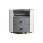 Premium Luxury Nightstand - Matte Baked Paint Curved Multi-Style Adaptability Bedside Table 2-Drawer For Bedroom Lumendat