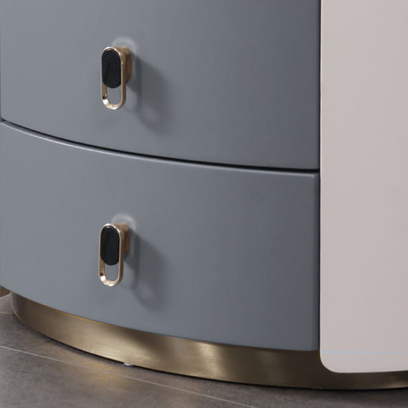 Premium Luxury Nightstand - Matte Baked Paint Curved Multi-Style Adaptability Bedside Table 2-Drawer For Bedroom Lumendat