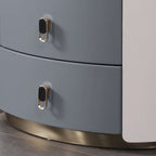 Premium Luxury Nightstand - Matte Baked Paint Curved Multi-Style Adaptability Bedside Table 2-Drawer For Bedroom Lumendat