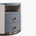 Premium Luxury Nightstand - Matte Baked Paint Curved Multi-Style Adaptability Bedside Table 2-Drawer For Bedroom Lumendat