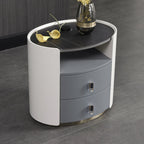 Premium Luxury Nightstand - Matte Baked Paint Curved Multi-Style Adaptability Bedside Table 2-Drawer For Bedroom Lumendat