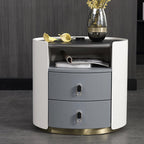 Premium Luxury Nightstand - Matte Baked Paint Curved Multi-Style Adaptability Bedside Table 2-Drawer For Bedroom Lumendat