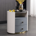 Premium Luxury Nightstand - Matte Baked Paint Curved Multi-Style Adaptability Bedside Table 2-Drawer For Bedroom Lumendat