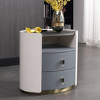 Premium Luxury Nightstand - Matte Baked Paint Curved Multi-Style Adaptability Bedside Table 2-Drawer For Bedroom Lumendat