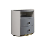 Premium Luxury Nightstand - Matte Baked Paint Curved Multi-Style Adaptability Bedside Table 2-Drawer For Bedroom Lumendat