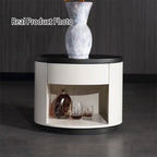 Sleek Handleless Bedside Table - Press-to-Open Rebound Rail & Premium Baked Paint Nightstand 1- Drawer For Bedroom Lumendat