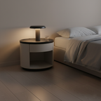 Sleek Handleless Bedside Table - Press-to-Open Rebound Rail & Premium Baked Paint Nightstand 1- Drawer For Bedroom Lumendat