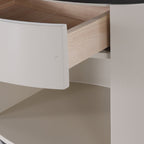 Sleek Handleless Bedside Table - Press-to-Open Rebound Rail & Premium Baked Paint Nightstand 1- Drawer For Bedroom Lumendat