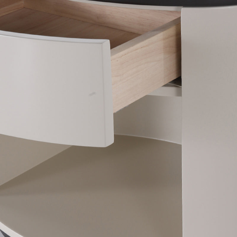 Sleek Handleless Bedside Table - Press-to-Open Rebound Rail & Premium Baked Paint Nightstand 1- Drawer For Bedroom Lumendat