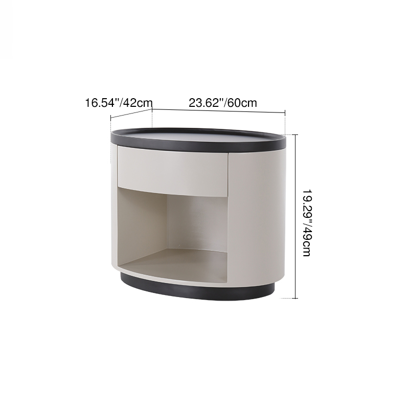 Sleek Handleless Bedside Table - Press-to-Open Rebound Rail & Premium Baked Paint Nightstand 1- Drawer For Bedroom Lumendat