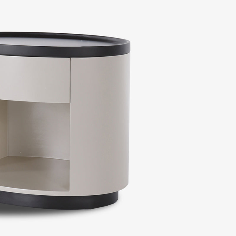 Sleek Handleless Bedside Table - Press-to-Open Rebound Rail & Premium Baked Paint Nightstand 1- Drawer For Bedroom Lumendat