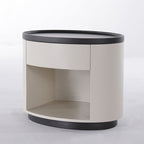 Sleek Handleless Bedside Table - Press-to-Open Rebound Rail & Premium Baked Paint Nightstand 1- Drawer For Bedroom Lumendat