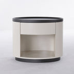 Sleek Handleless Bedside Table - Press-to-Open Rebound Rail & Premium Baked Paint Nightstand 1- Drawer For Bedroom Lumendat
