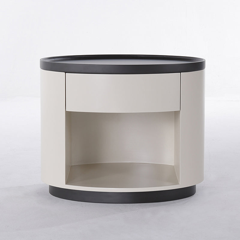 Sleek Handleless Bedside Table - Press-to-Open Rebound Rail & Premium Baked Paint Nightstand 1- Drawer For Bedroom Lumendat