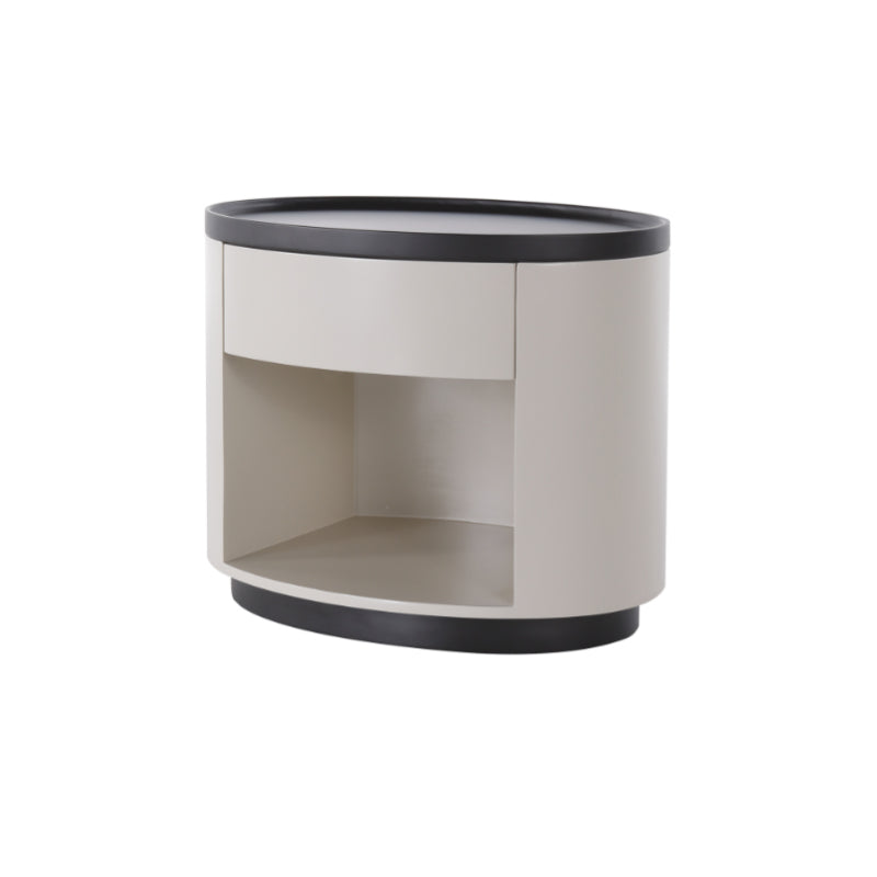 Sleek Handleless Bedside Table - Press-to-Open Rebound Rail & Premium Baked Paint Nightstand 1- Drawer For Bedroom Lumendat