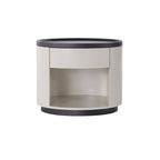 Sleek Handleless Bedside Table - Press-to-Open Rebound Rail & Premium Baked Paint Nightstand 1- Drawer For Bedroom Lumendat
