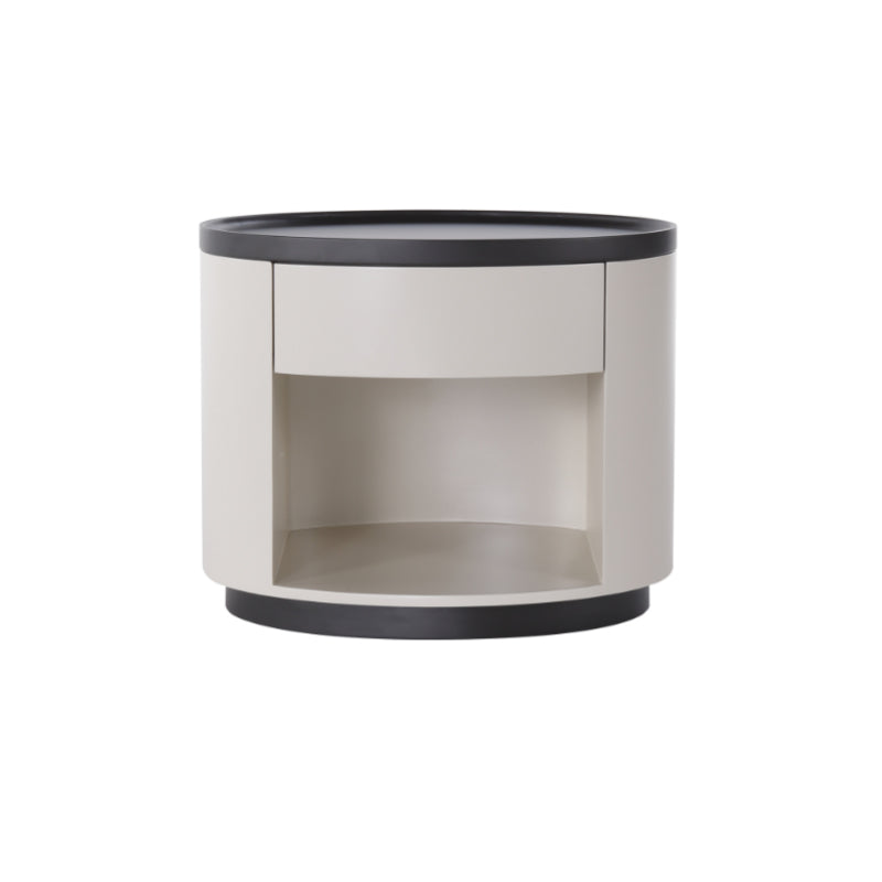 Sleek Handleless Bedside Table - Press-to-Open Rebound Rail & Premium Baked Paint Nightstand 1- Drawer For Bedroom Lumendat