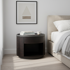 Sophisticated Vintage Baked Paint Nightstand - Wood Veneer Dual Storage Design 1-Drawer Bedside Table For Bedroom & Living Room Lumendat
