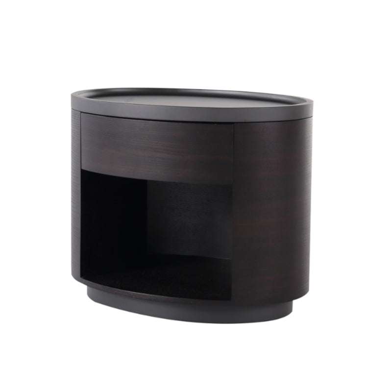 Sophisticated Vintage Baked Paint Nightstand - Wood Veneer Dual Storage Design 1-Drawer Bedside Table For Bedroom & Living Room Lumendat