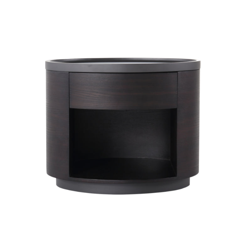 Sophisticated Vintage Baked Paint Nightstand - Wood Veneer Dual Storage Design 1-Drawer Bedside Table For Bedroom & Living Room Lumendat