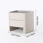 Timeless French Elegance Faux Leather Nightstand - Premium Dual Materials & Silky-Smooth Large 2-Drawer Bedside Table For Bedroom Lumendat